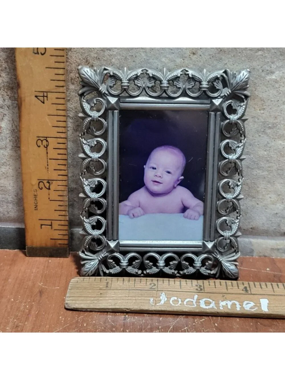 Metal Pewter Fleur De Lis Ornate Scrolls Picture Photo Frame